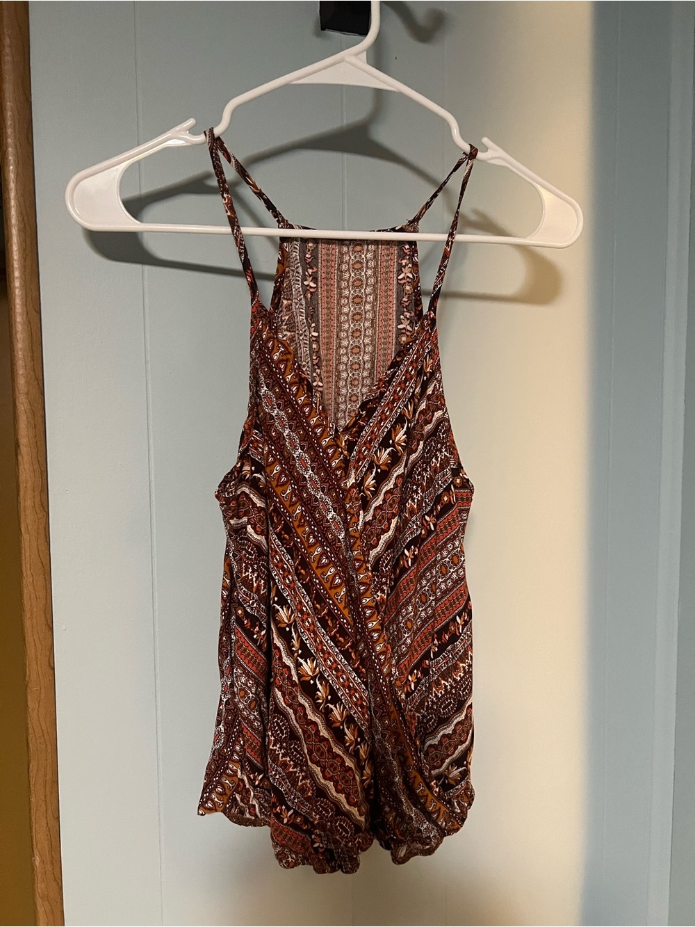 Women’s Brown Printed Halter Romper